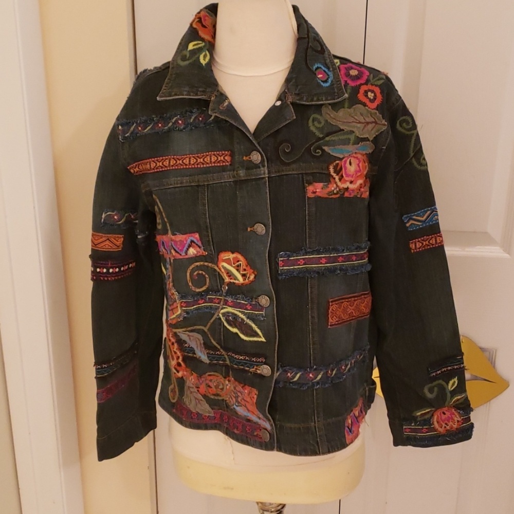 Chico's Embellished Denim. Jacket in size 1